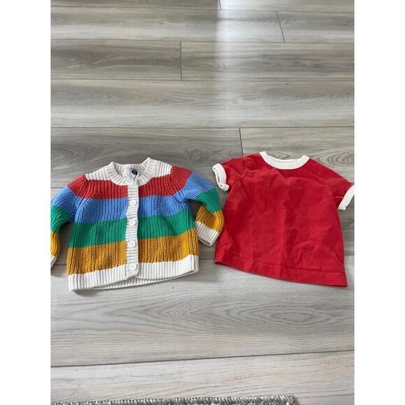 Hanna Andersson Other - Hanna Andersson Girls Multicolored Striped Cardigan and T Shirt Outfit 12-18 Mos